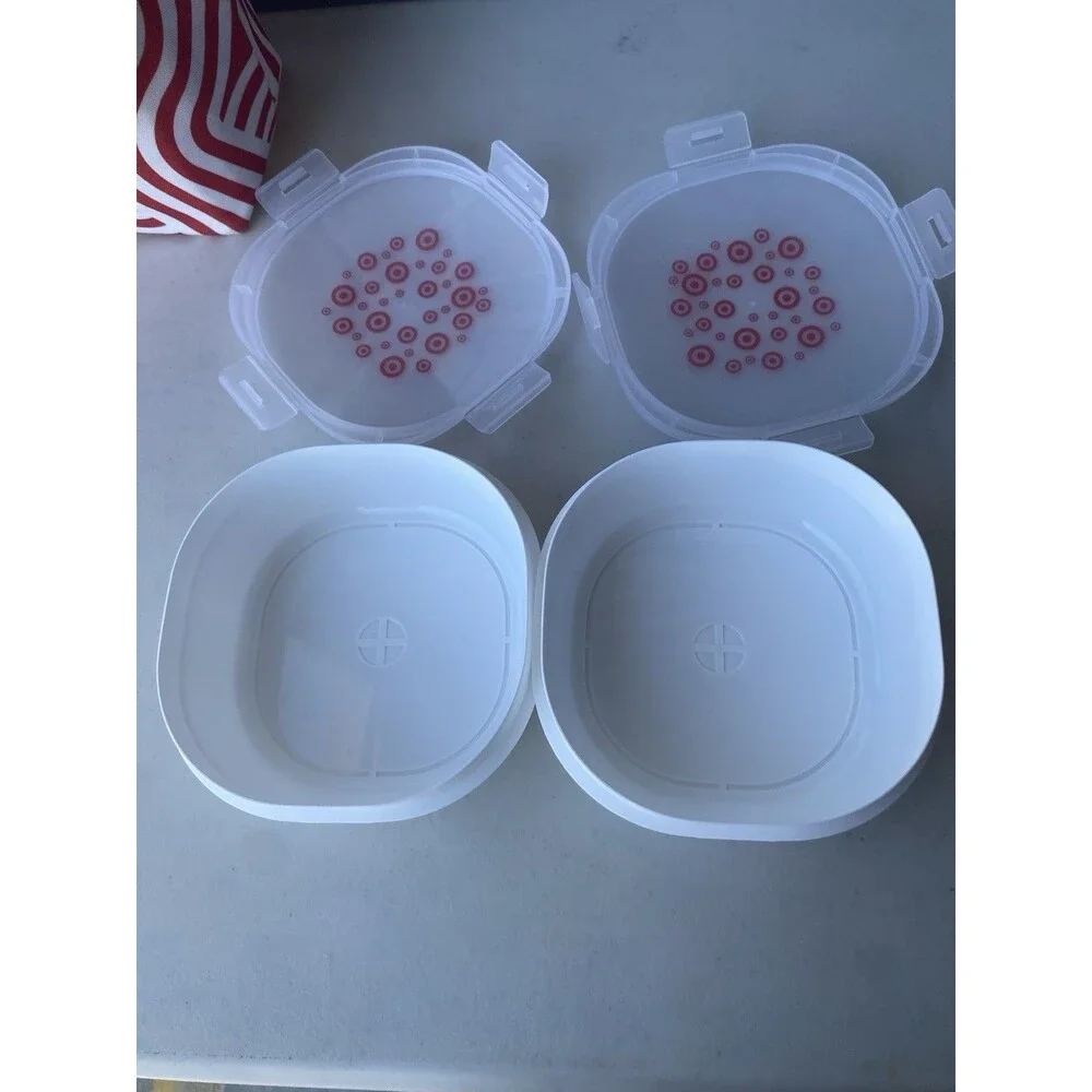 Target Bullseye Lot Insulated Lunch Bag Tote Food Containers Set Red White